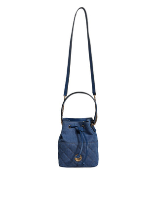 Versace Blue Quilted Denim Leather Crossbody Shoulder Bag - Ginchy