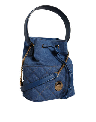 Versace Blue Quilted Denim Leather Crossbody Shoulder Bag - Ginchy