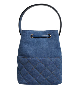 Versace Blue Quilted Denim Leather Crossbody Shoulder Bag - Ginchy