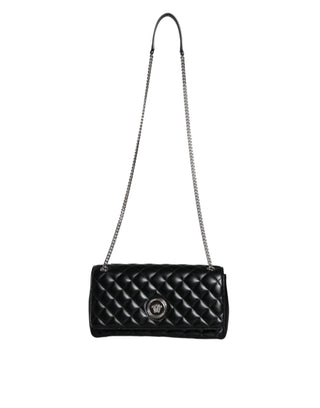 Versace Black Quilted Lambskin Leather Crossbody Shoulder Bag - Ginchy