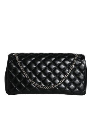 Versace Black Quilted Lambskin Leather Crossbody Shoulder Bag - Ginchy