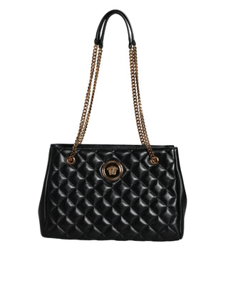 Versace Black Quilted Nappa Leather Shoulder Chain Strap Bag - Ginchy