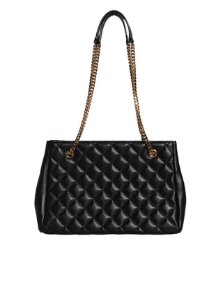 Versace Black Quilted Nappa Leather Shoulder Chain Strap Bag - Ginchy