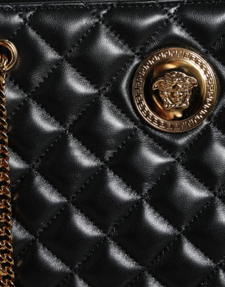 Versace Black Quilted Nappa Leather Shoulder Chain Strap Bag - Ginchy