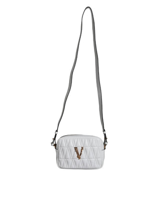 Versace White Quilted Nappa Leather Crossbody Shoulder Bag - Ginchy