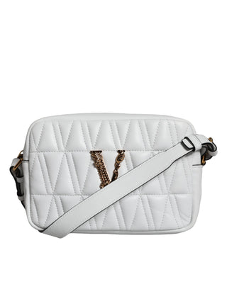 Versace White Quilted Nappa Leather Crossbody Shoulder Bag - Ginchy
