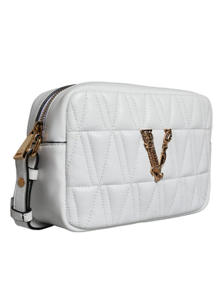 Versace White Quilted Nappa Leather Crossbody Shoulder Bag - Ginchy