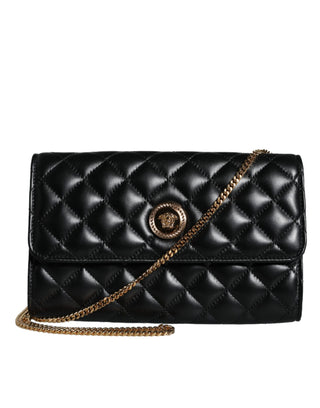 Versace Black Quilted Nappa Leather Crossbody Shoulder Bag - Ginchy