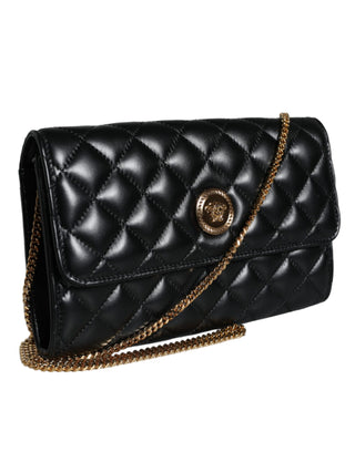 Versace Black Quilted Nappa Leather Crossbody Shoulder Bag - Ginchy