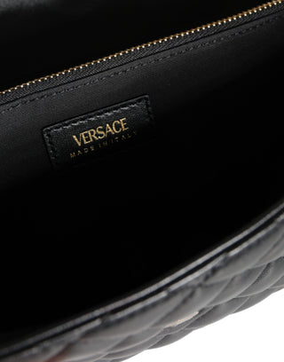 Versace Black Quilted Nappa Leather Crossbody Shoulder Bag - Ginchy
