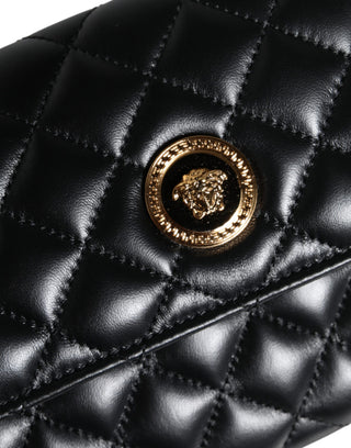 Versace Black Quilted Nappa Leather Crossbody Shoulder Bag - Ginchy