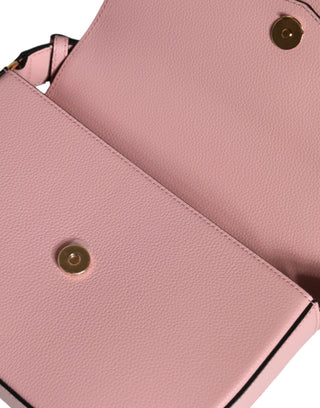 Versace Pink Grainy Calf Leather Logo Crossbody Shoulder Bag - Ginchy