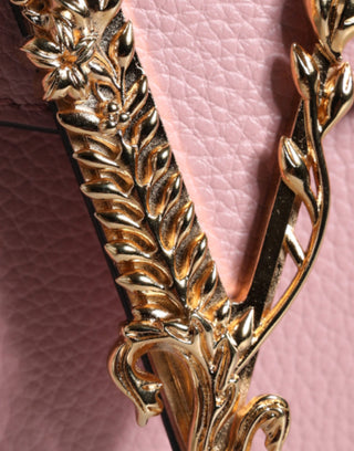 Versace Pink Grainy Calf Leather Logo Crossbody Shoulder Bag - Ginchy