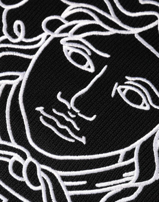 Versace Black Medusa Embroidery Crew Neck Pullover Sweater - Ginchy