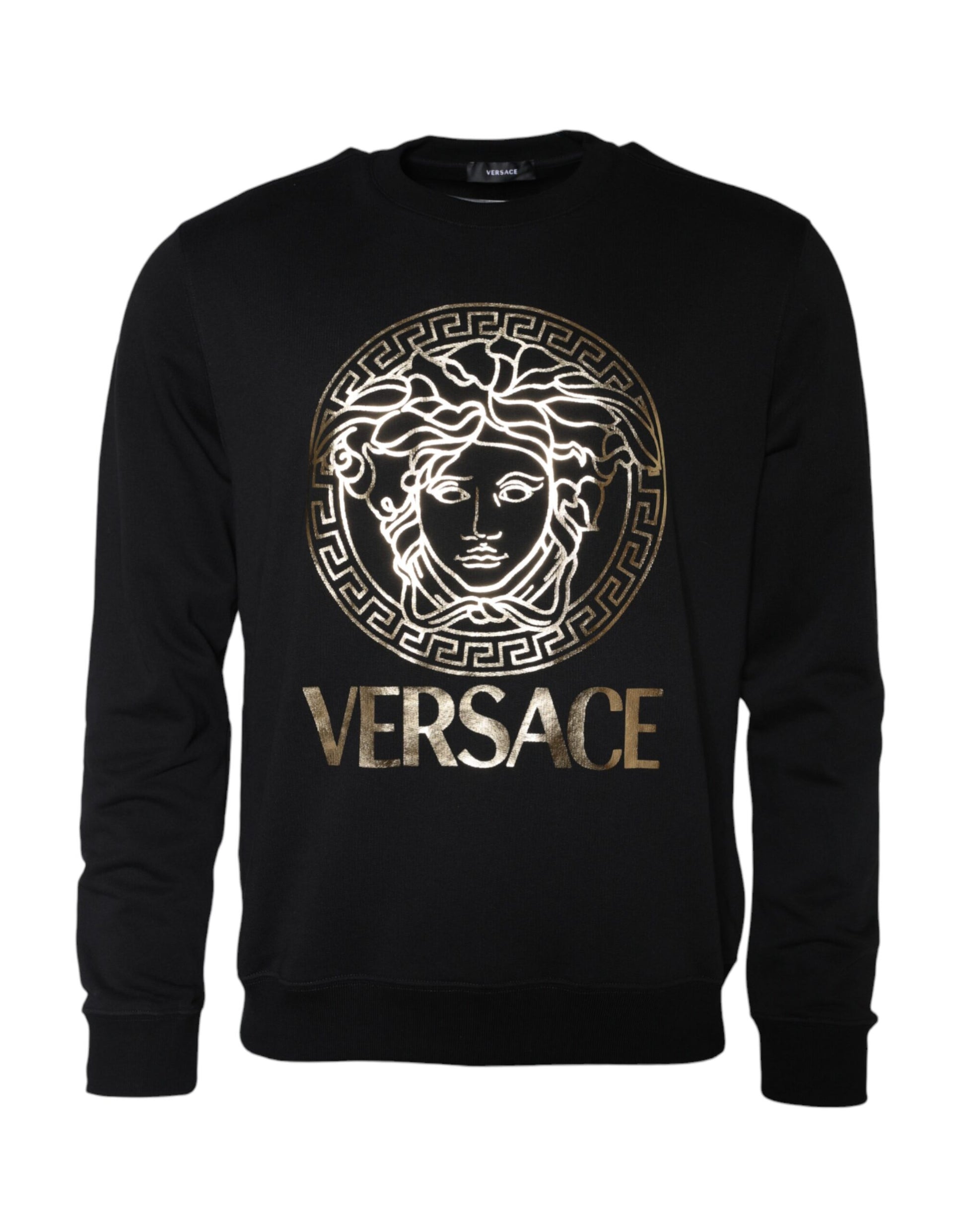 Versace Black Medusa Fleece Cotton Crew Neck Sweatshirt Sweater - Ginchy