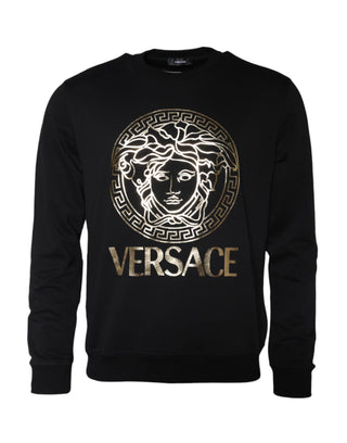 Versace Black Medusa Fleece Cotton Crew Neck Sweatshirt Sweater - Ginchy