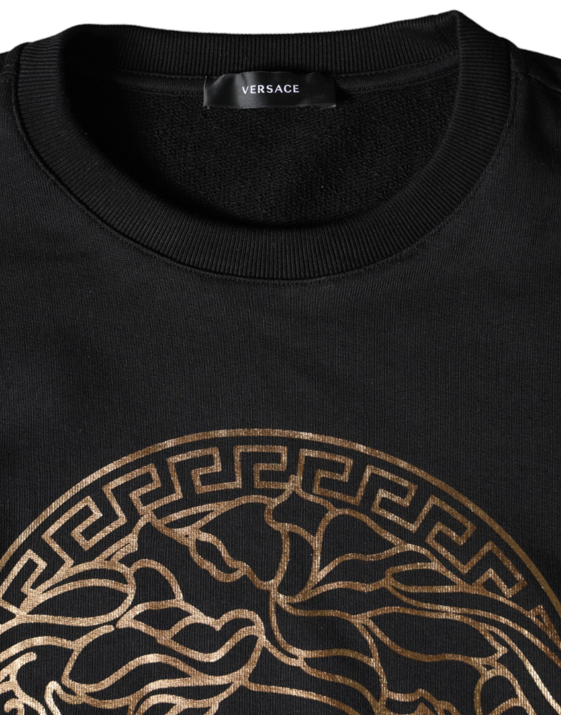 Versace Black Medusa Fleece Cotton Crew Neck Sweatshirt Sweater - Ginchy