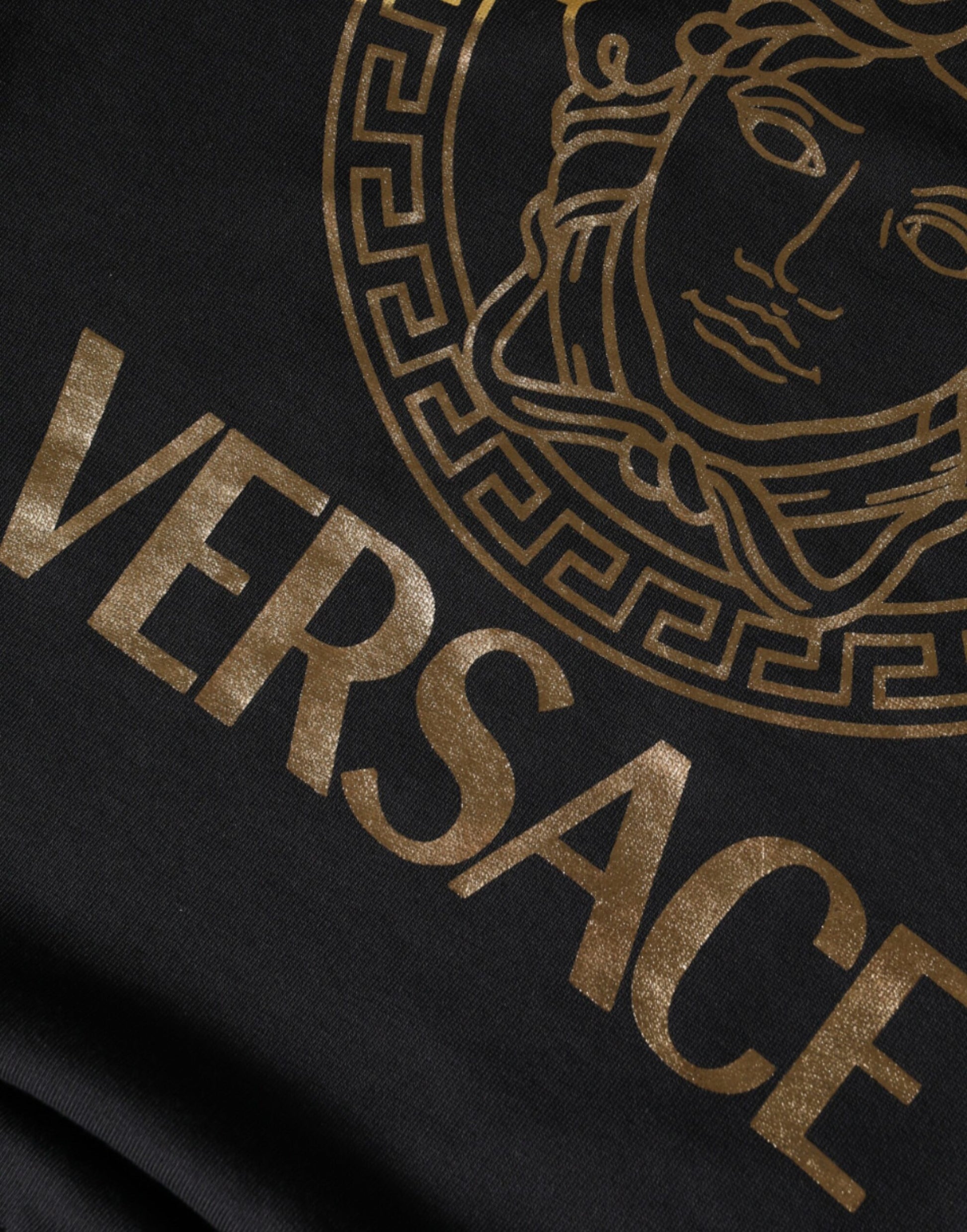 Versace Black Medusa Fleece Cotton Crew Neck Sweatshirt Sweater - Ginchy