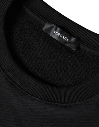 Versace Black Medusa Fleece Cotton Crew Neck Sweatshirt Sweater - Ginchy