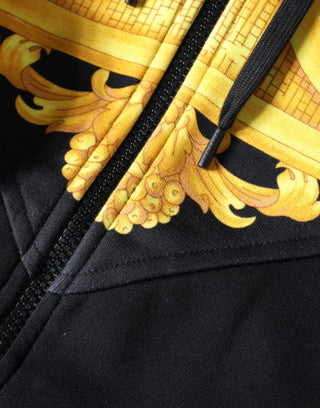 Versace Black Medusa Print Cotton Full Zip HoodieSweatshirt Sweater - Ginchy