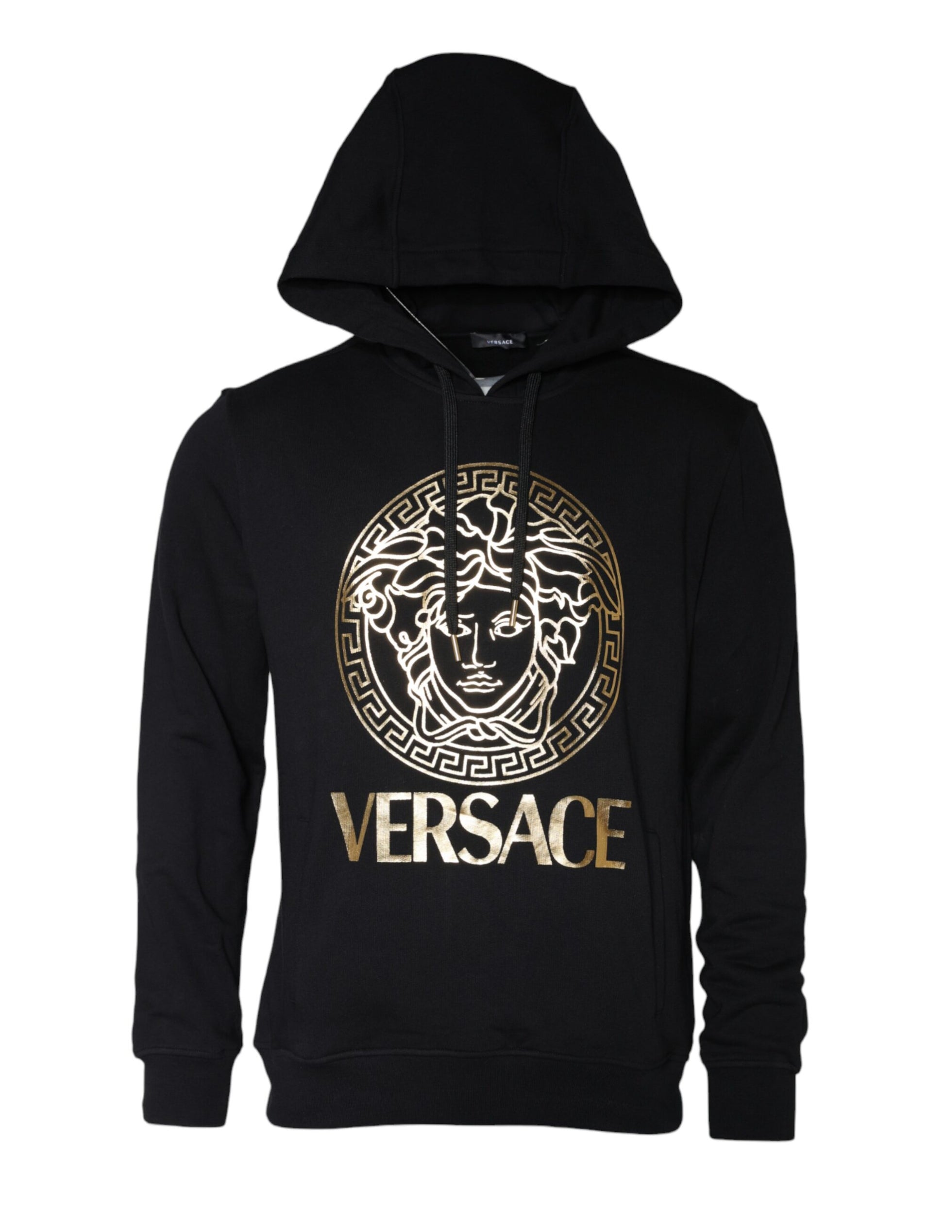 Versace Black Medusa Print Cotton HoodiePullover Sweatshirt Sweater - Ginchy