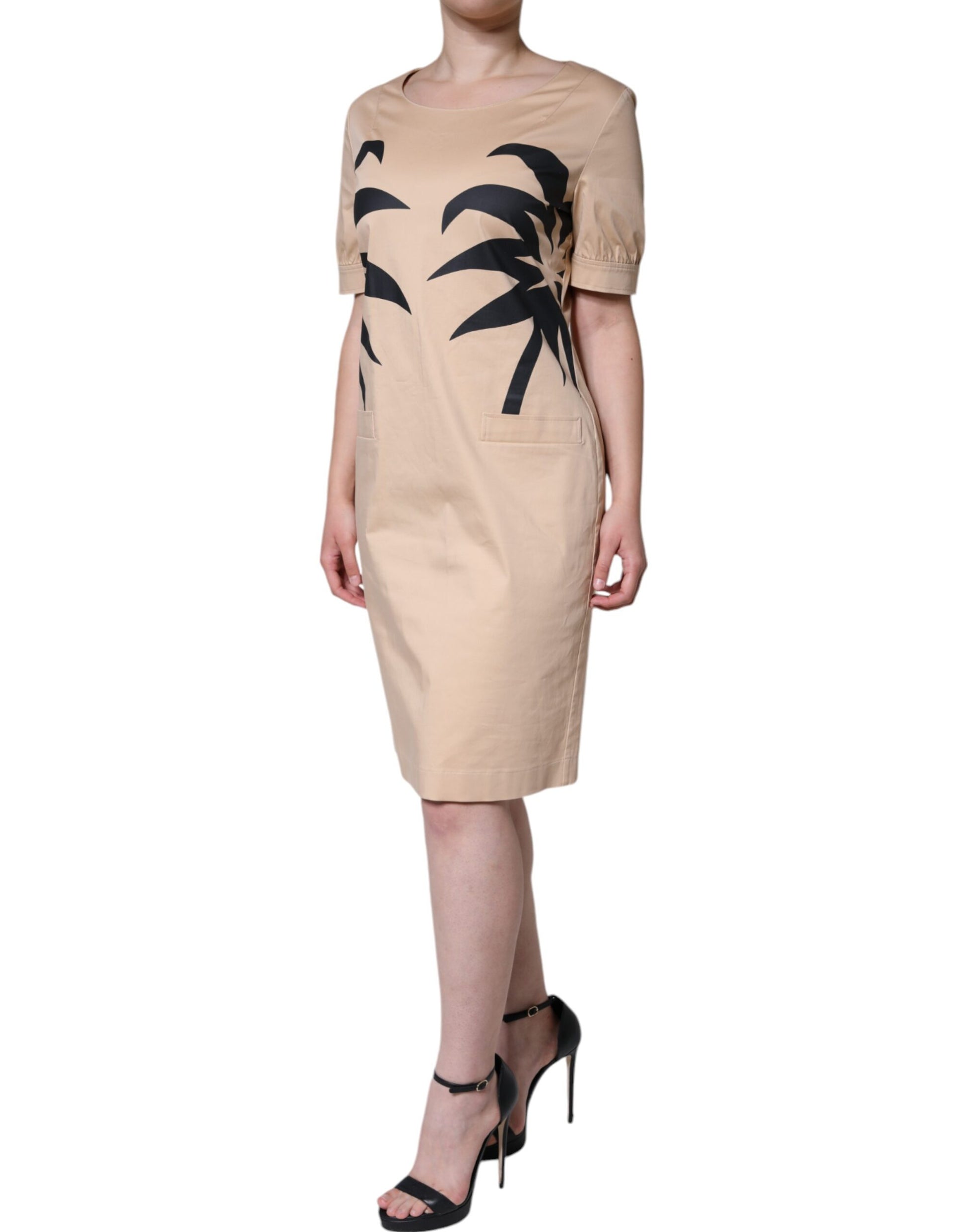 Moschino Beige Cotton Short Sleeve Knee Length Dress - Ginchy