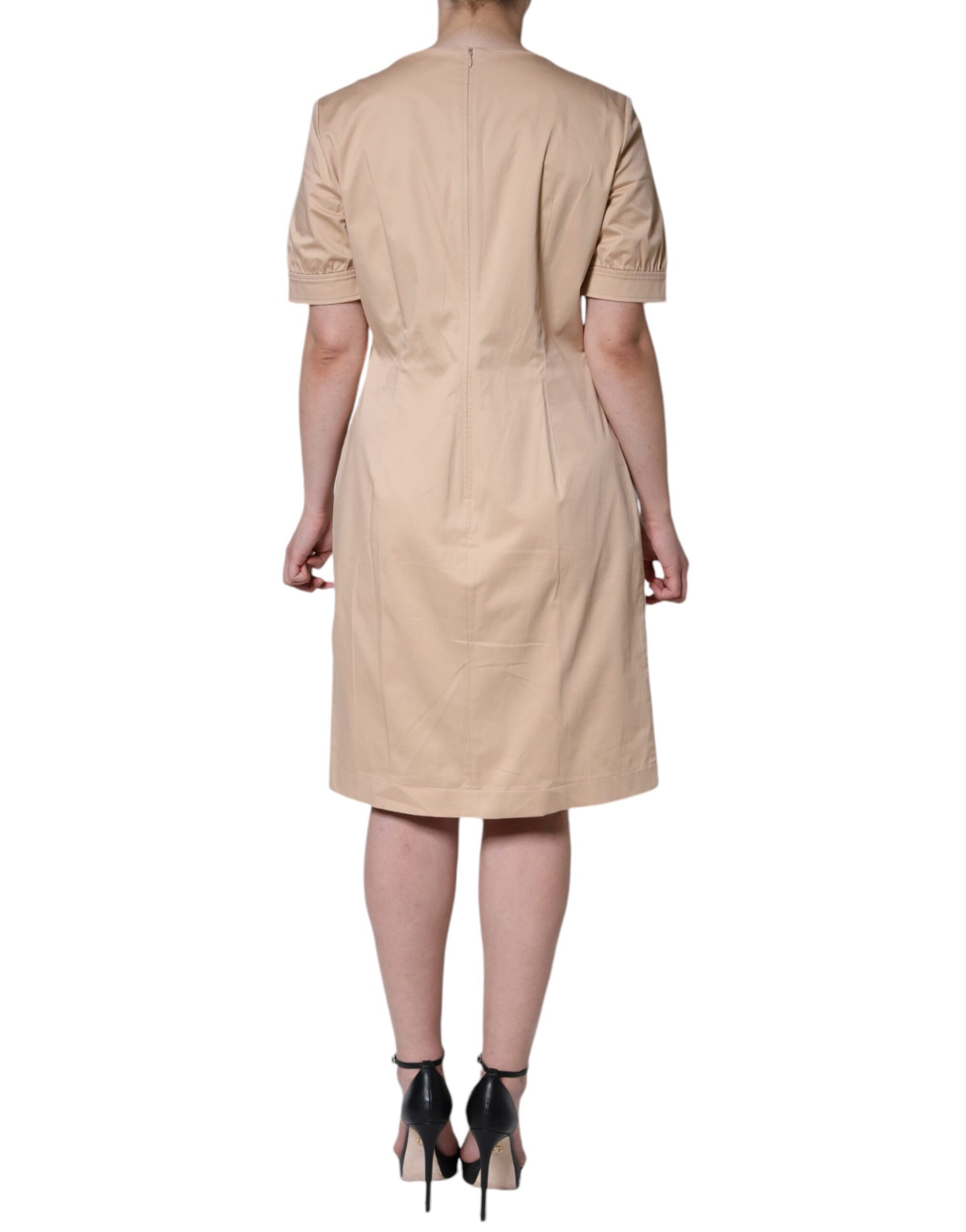 Moschino Beige Cotton Short Sleeve Knee Length Dress - Ginchy