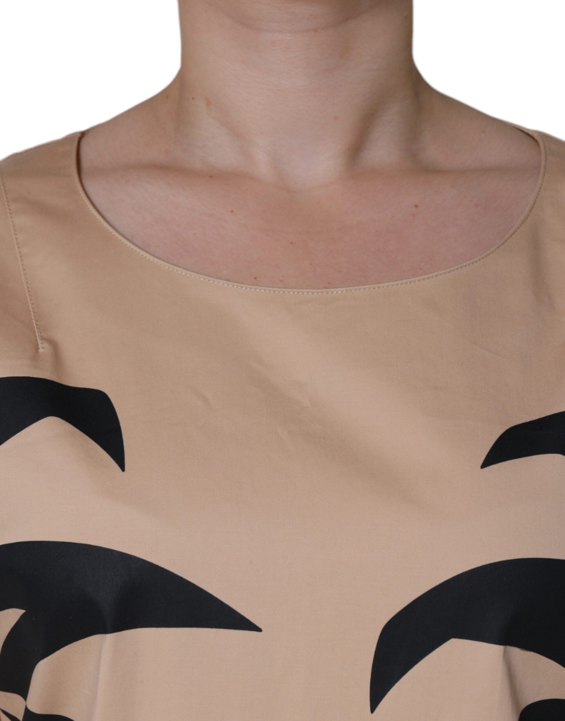 Moschino Beige Cotton Short Sleeve Knee Length Dress - Ginchy