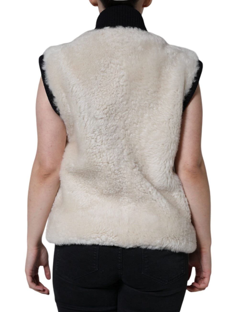 Burberry White WARRENFORD Shearling Leather Vest Coat Jacket - Ginchy