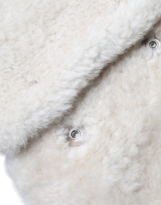 Burberry White WARRENFORD Shearling Leather Vest Coat Jacket - Ginchy
