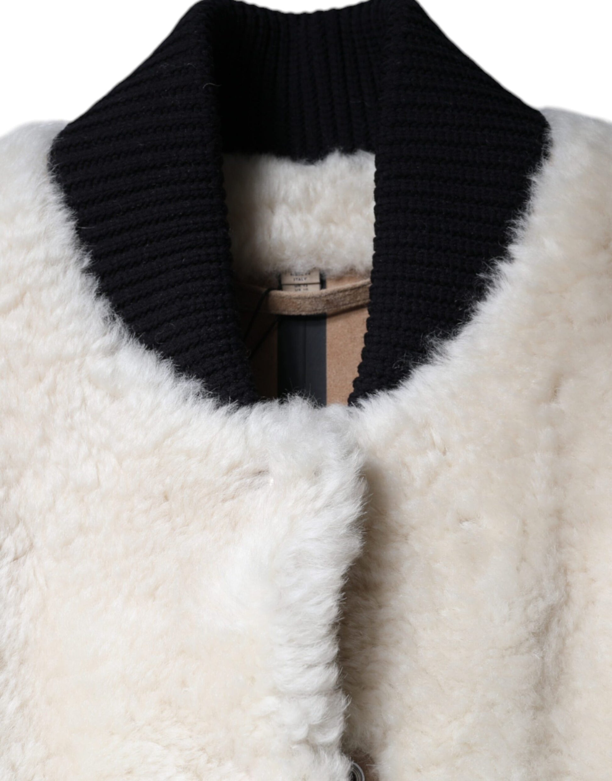 Burberry White WARRENFORD Shearling Leather Vest Coat Jacket - Ginchy