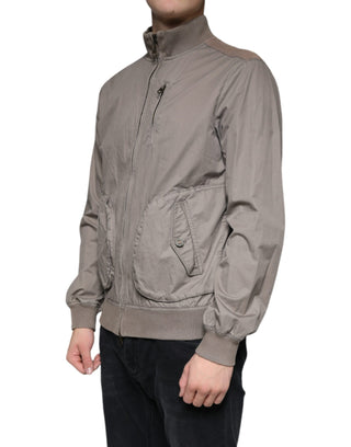 Armani Jeans Brown Cotton Full Zip Bomber Logo Jacket - Ginchy