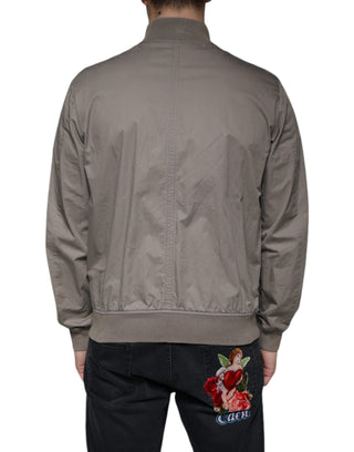 Armani Jeans Brown Cotton Full Zip Bomber Logo Jacket - Ginchy