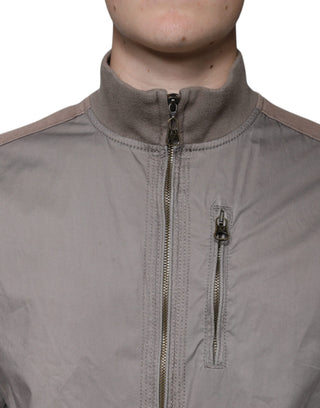 Armani Jeans Brown Cotton Full Zip Bomber Logo Jacket - Ginchy
