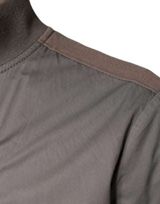 Armani Jeans Brown Cotton Full Zip Bomber Logo Jacket - Ginchy