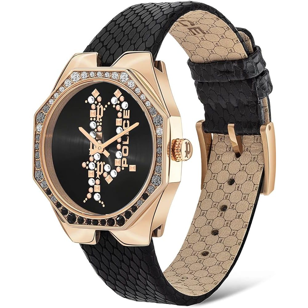 Police Black Leather Watch - Ginchy