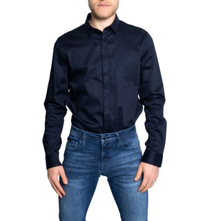 Armani Exchange Blue Cotton Shirt - Ginchy
