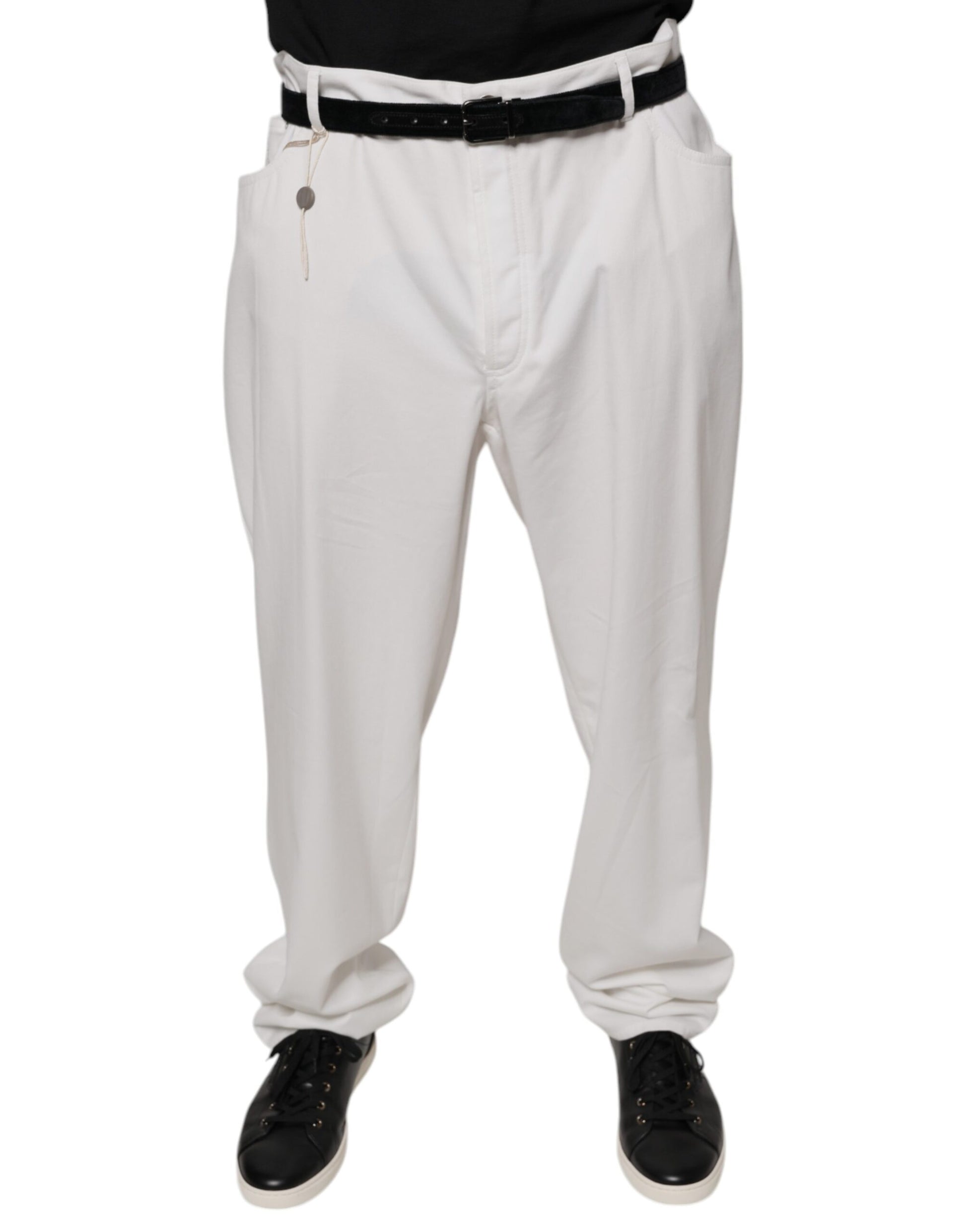 Brunello Cucinelli White Cotton Men Dress Tapered Pants - Ginchy