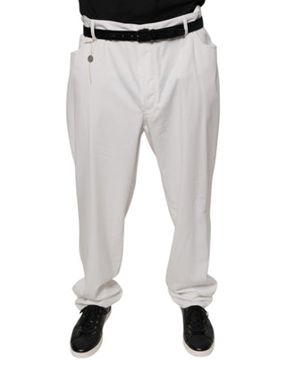 Brunello Cucinelli White Cotton Men Dress Tapered Pants - Ginchy