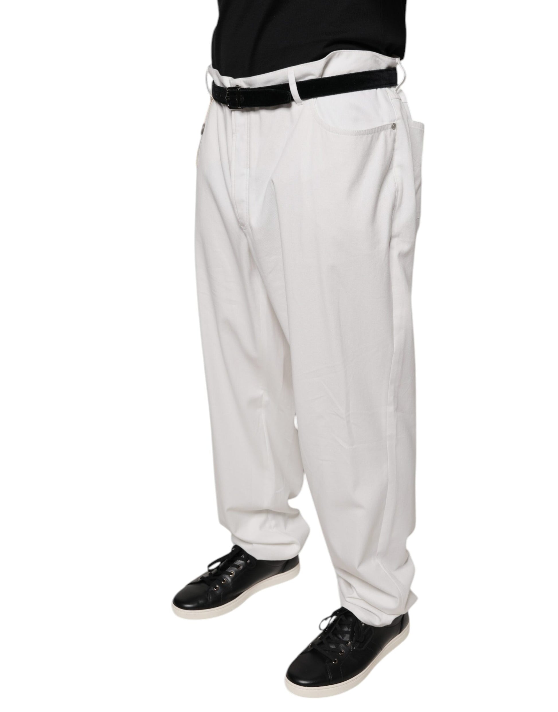 Brunello Cucinelli White Cotton Men Dress Tapered Pants - Ginchy
