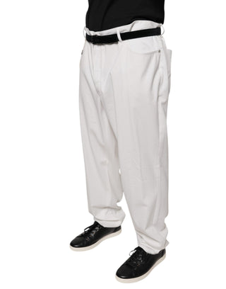 Brunello Cucinelli White Cotton Men Dress Tapered Pants - Ginchy