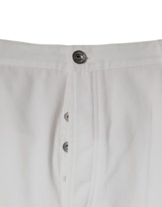 Brunello Cucinelli White Cotton Men Dress Tapered Pants - Ginchy