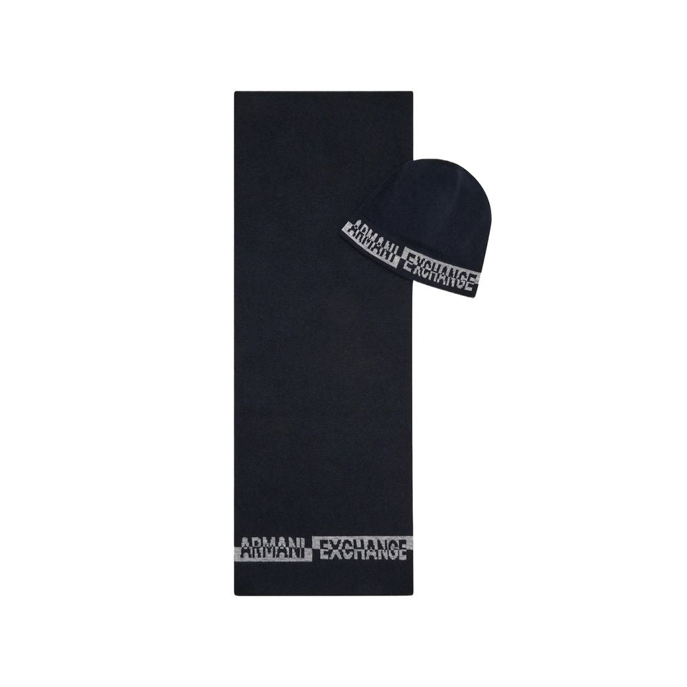 Armani Exchange Blue Wool Scarf - Ginchy