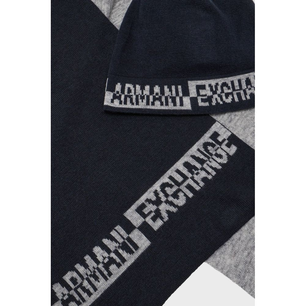 Armani Exchange Blue Wool Scarf - Ginchy