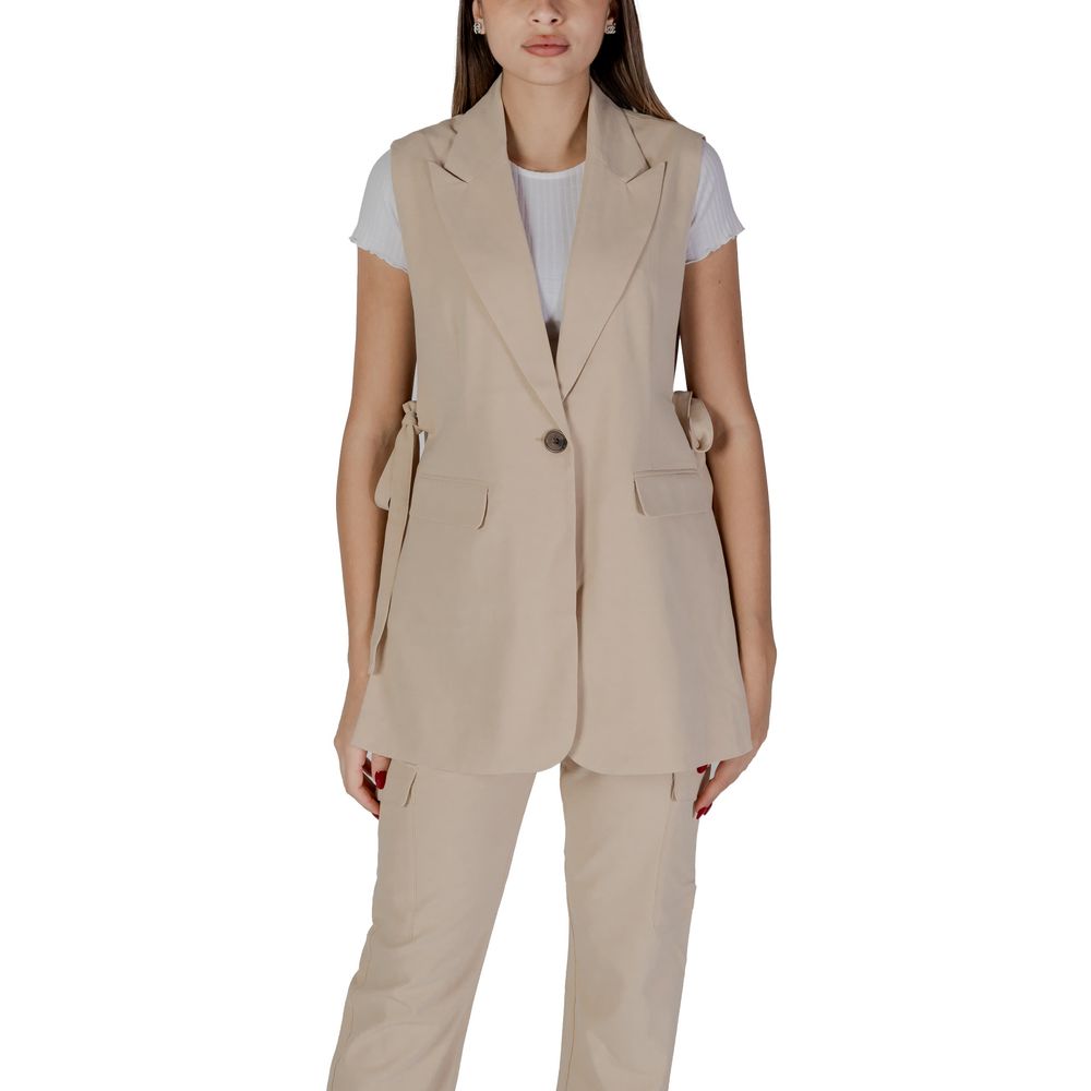B.Young Beige Polyester Waistcoat - Ginchy