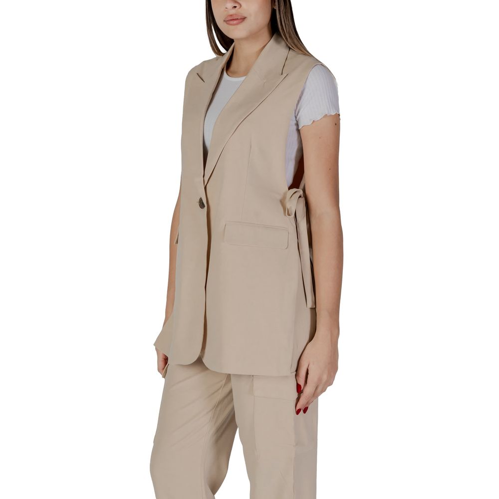 B.Young Beige Polyester Waistcoat - Ginchy