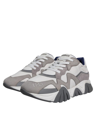 Versace Grey Leather Neoprene Chunky Low Top Squalo Sneakers Shoes - Ginchy