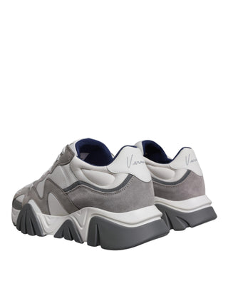 Versace Grey Leather Neoprene Chunky Low Top Squalo Sneakers Shoes - Ginchy