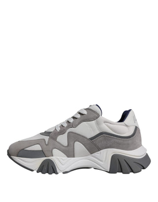 Versace Grey Leather Neoprene Chunky Low Top Squalo Sneakers Shoes - Ginchy