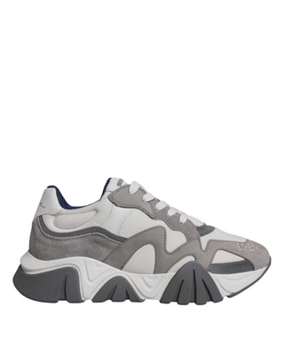 Versace Grey Leather Neoprene Chunky Low Top Squalo Sneakers Shoes - Ginchy